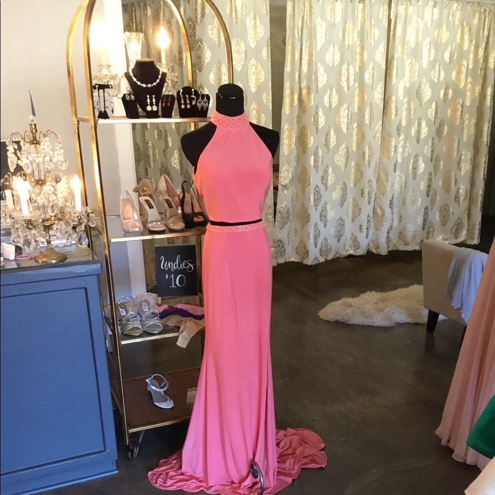 Sherri Hill Jersey Coral Two Piece